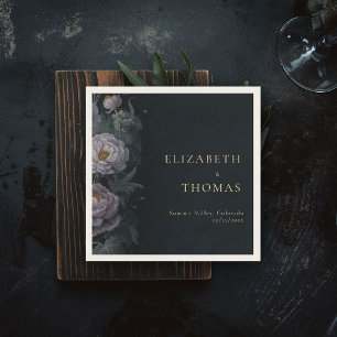 Servilleta De Papel Moody Vintage Lilac Peony Floral Elegante Boda