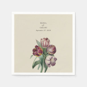 Servilleta De Papel Moody Watercolor Tulipano Púrpura Boda Regalo