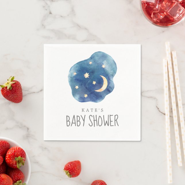 Servilleta De Papel Moon and Stars Baby Shower Napkins (In situ)