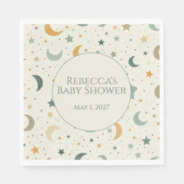 Servilleta De Papel Moon and Stars Boho Baby Adoption Shower
