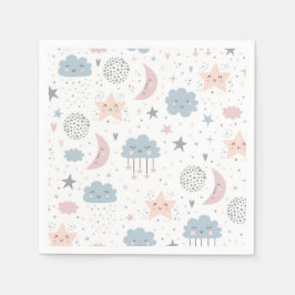 Servilleta De Papel Moon Clouds Stars Birthday Baby Shower