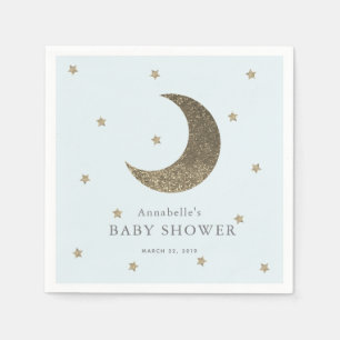 Servilleta De Papel Moon & Stars Blue Baby Shower Paper Napkins