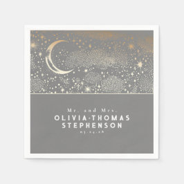 Servilleta De Papel Moon Stars Night Sky Mystical Romantic