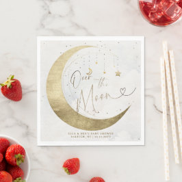 Servilleta De Papel Moon Stars Planet Twinkle White Clouds Baby Shower