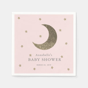 Servilleta De Papel Moon & Stars Rubor Pink Baby Shower Paper Napkins