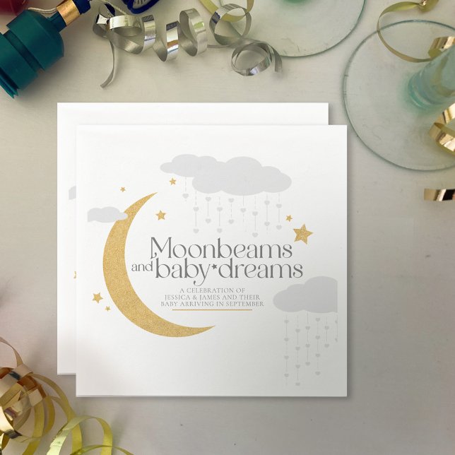 Servilleta De Papel Moonbeams and baby dreams baby shower gray gold (Subido por el creador)