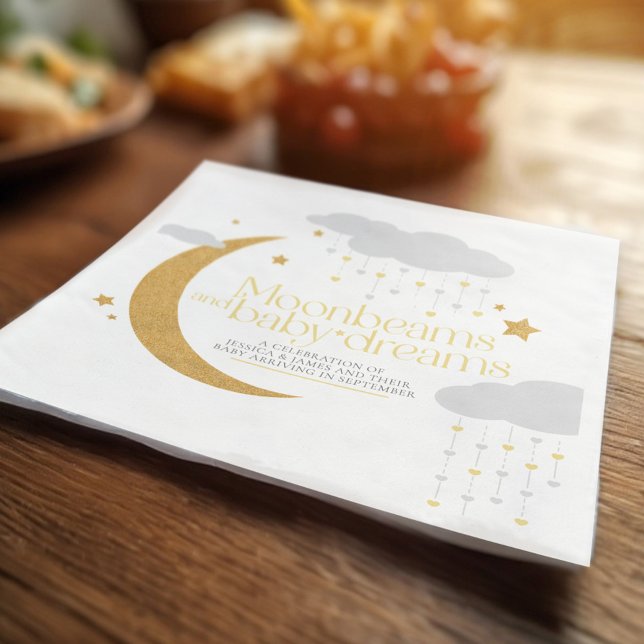 Servilleta De Papel Moonbeams and baby dreams baby shower yellow (Subido por el creador)