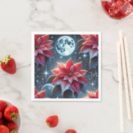 Servilleta De Papel Moonlight Poinsettia Floral Pattern Decoupage