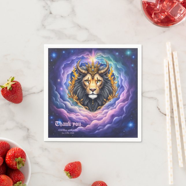 Servilleta De Papel Moonlit Guardians – Cosmic lion.  (In situ)