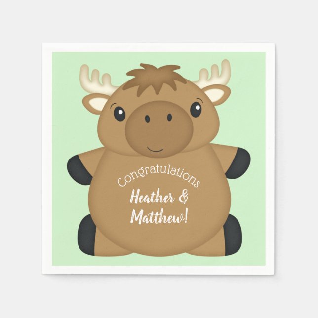 Servilleta De Papel Moose Baby Shower (Anverso)