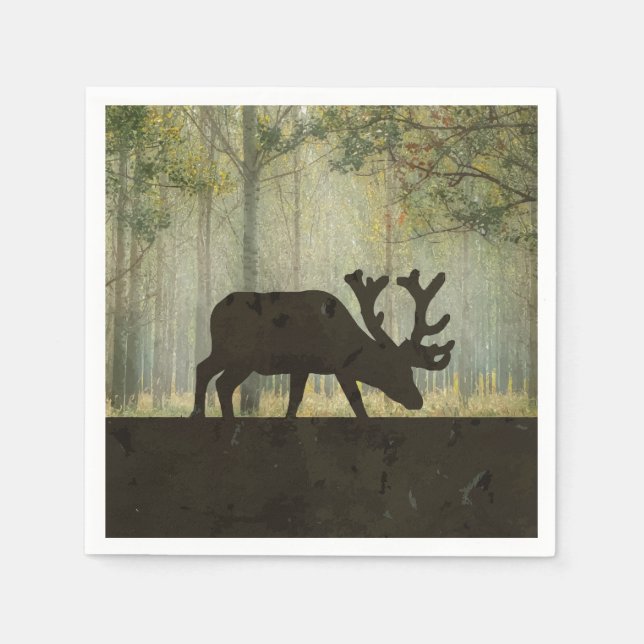 Servilleta De Papel Moose en el Ilustracion forestal (Anverso)