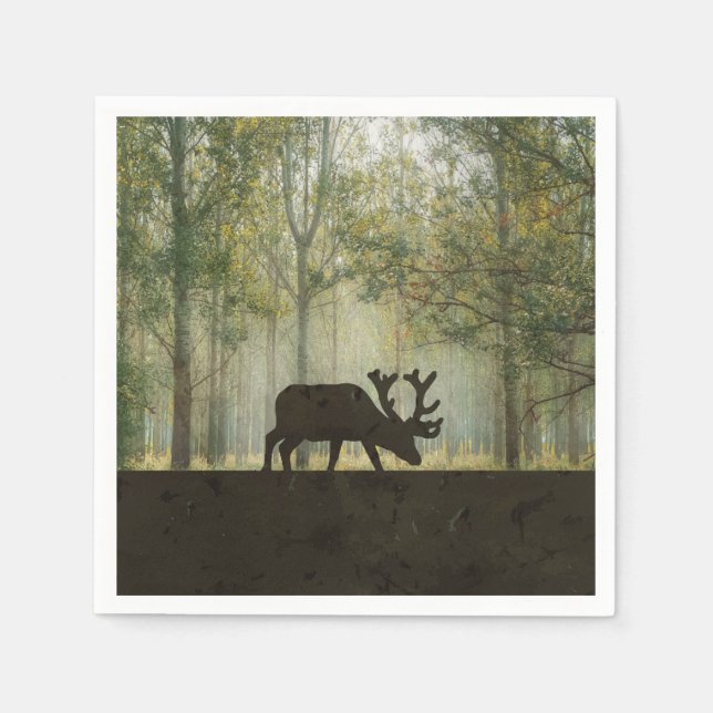 Servilleta De Papel Moose en el Ilustracion forestal (Anverso)