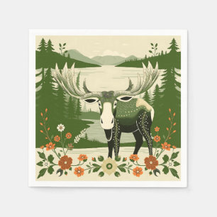 Servilleta De Papel Moose nórdico con patrones florales