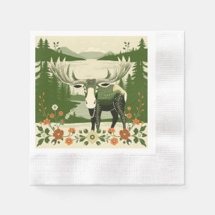 Servilleta De Papel Moose nórdico con patrones florales