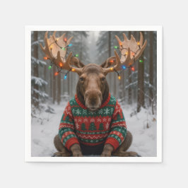 Servilleta De Papel Moose Wearing Ugly Christmas Sweater