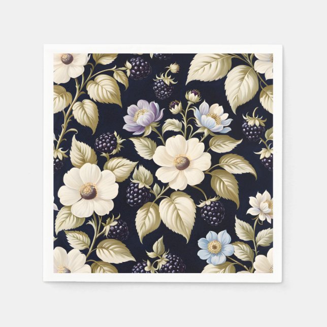 Servilleta De Papel Mora y Flores (Anverso)