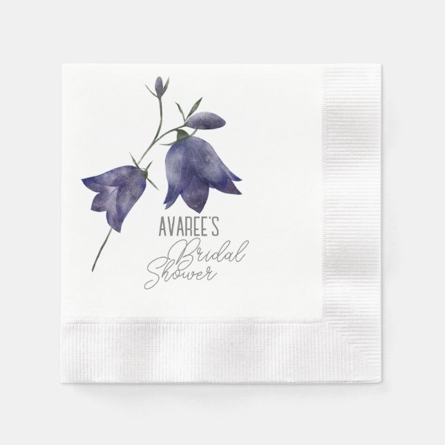 Servilleta De Papel Morada Bellflower Flor silvestre ducha de novia (Anverso)