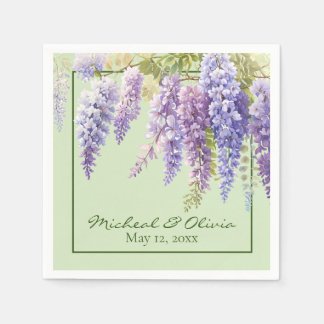Servilleta De Papel Morado acuarela glicinia floral lilac botánico