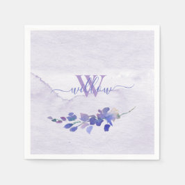 Servilleta De Papel Morado acuarela Monogramada Ducha de novia