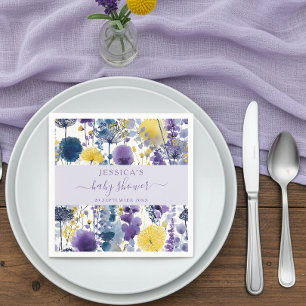 Servilleta De Papel Morado amarillo acuarela Flora silvestre Baby Show