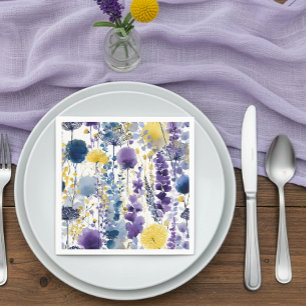 Servilleta De Papel Morado amarillo acuarela Flora silvestre Baby Show