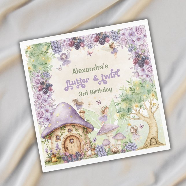 Servilleta De Papel Morado Berry Flutter & Twirl Fairy 3 cumpleaños (Subido por el creador)