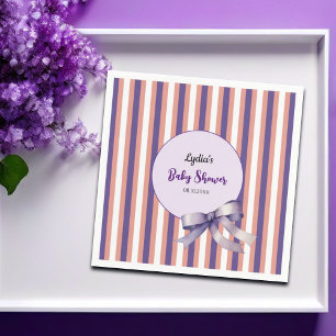 Servilleta De Papel Morado Bow Lines Baby Shower moderno