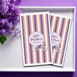 Servilleta De Papel Morado Bow Lines Baby Shower moderno