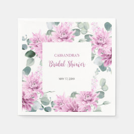 Servilleta De Papel Morado Dahlia Eucalyptus Ducha Botánica Bridal