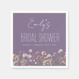 Servilleta De Papel Morado Flor De Flor Silvestre Boho Bridal Shower E