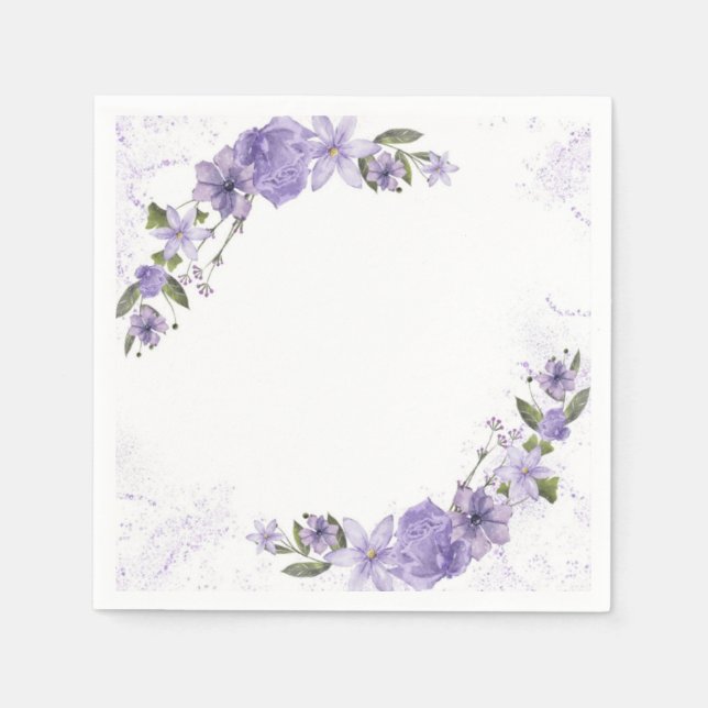 Servilleta De Papel Morado Floral (Anverso)