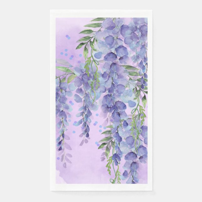Servilleta De Papel Morado Floral Watercolor (Anverso)