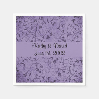 Servilleta De Papel Morado Grungy Floral (Boda)