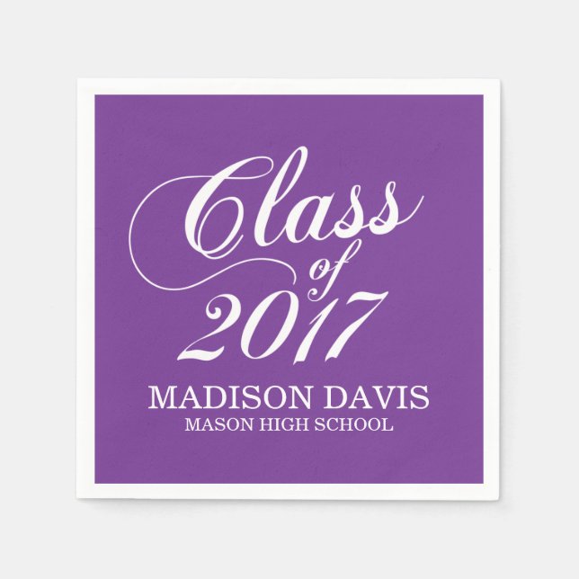 Servilleta De Papel Morado moderno | Napkins de Graduación (Anverso)