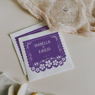 Servilleta De Papel Morado Papel Picado Mexicano para Bodas