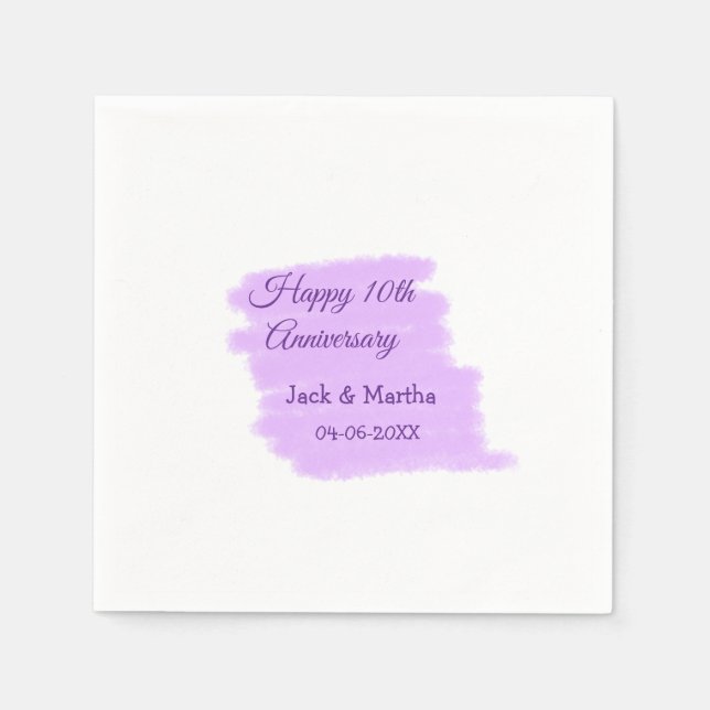 Servilleta De Papel Morado salpicón acuático moderno 10 aniversario (Anverso)