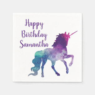 Servilleta De Papel Morado Unicornio Personalizado Feliz Cumpleaños Fi