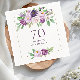 Servilleta De Papel Morado | Violet Floral 70 cumpleaños