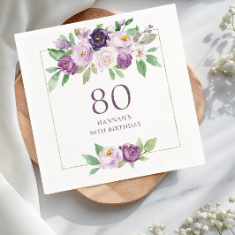 Servilleta De Papel Morado | Violet Floral 80 cumpleaños