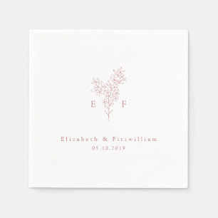 Servilleta De Papel Moral de monograma de cerezo rosa minimalista