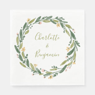 Servilleta De Papel Moraleja Floral Wreath Script Custom Wedding