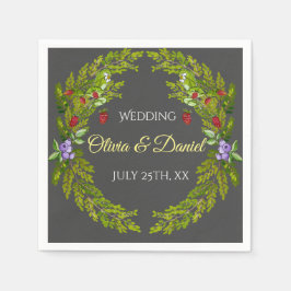 Servilleta De Papel Moras de la selva acuática boda wreath