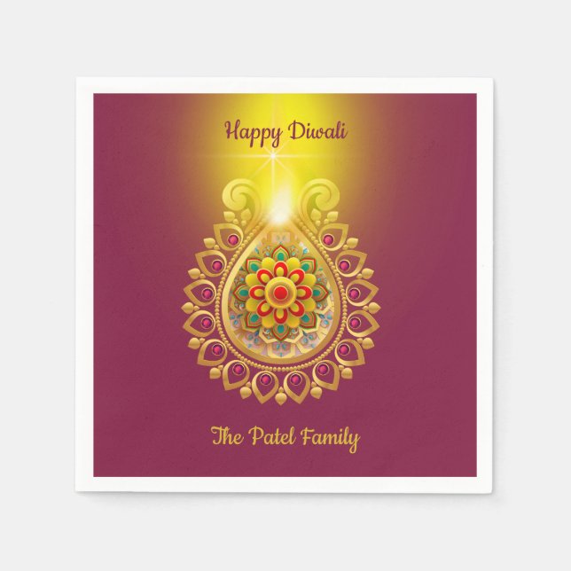 Servilleta De Papel Morple Happy Diwali (Anverso)