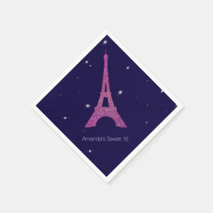 Servilleta De Papel Morple Paris Tema Dulce 16 Napkins Cumpleaños