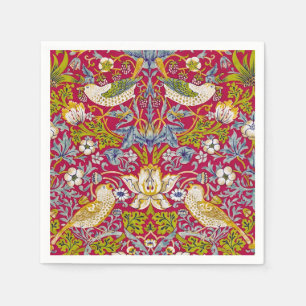 Servilleta De Papel Morris Red Background Strawberry Thief Pattern
