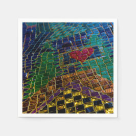 Servilleta De Papel Mosaico colorido con corazón rojo