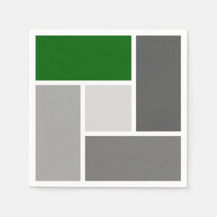 Servilleta De Papel Mosaico de Bloques de Color Modernos Verde Oscuro 
