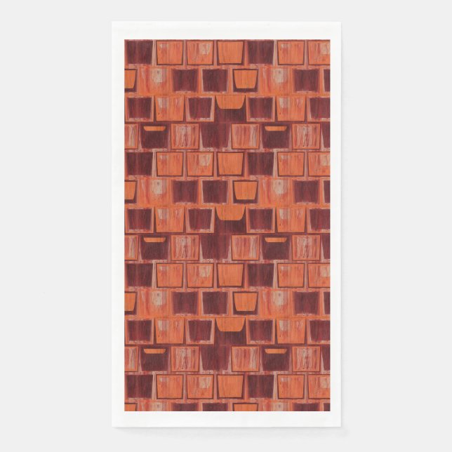 Servilleta De Papel Mosaico de cerámica geométrica rojo y Naranja (Anverso)