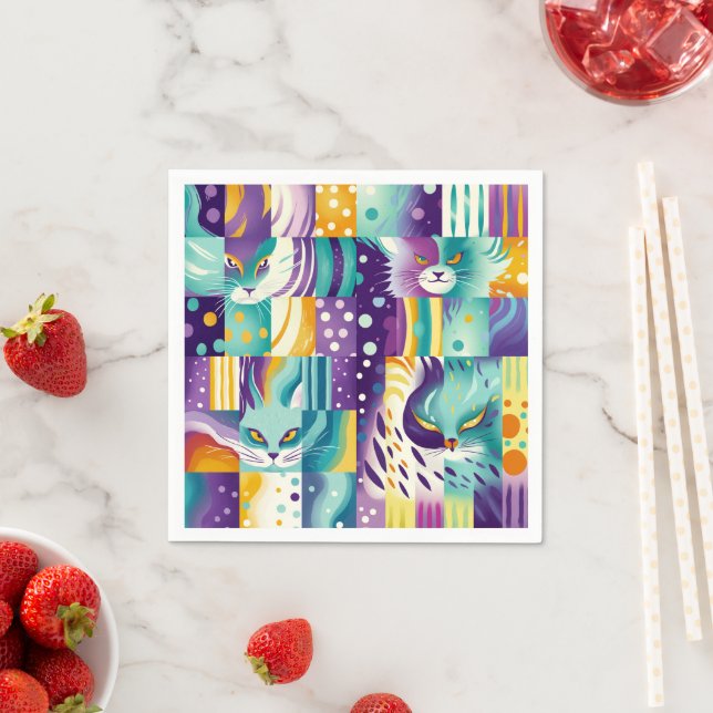 Servilleta De Papel mosaico de gato 2 (In situ)
