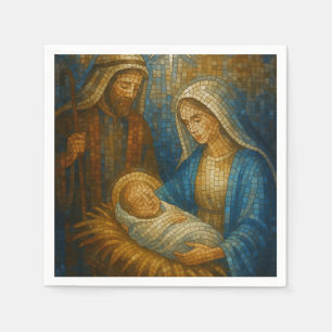Servilleta De Papel Mosaico de vidrio tintado de la Natividad   Sagrad